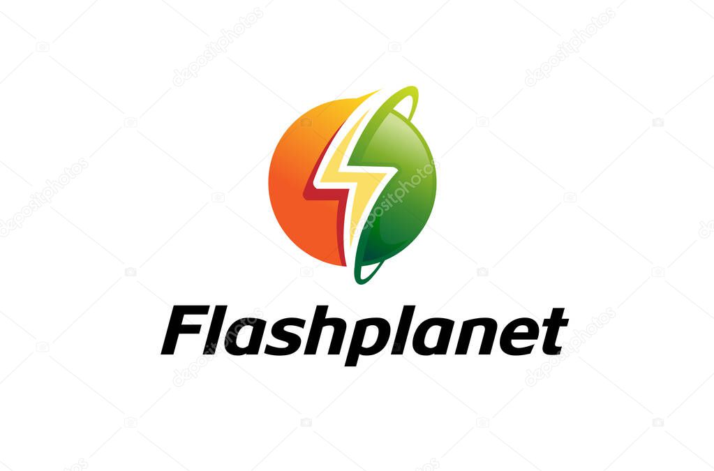 Flash Planet Logo Design Illustration