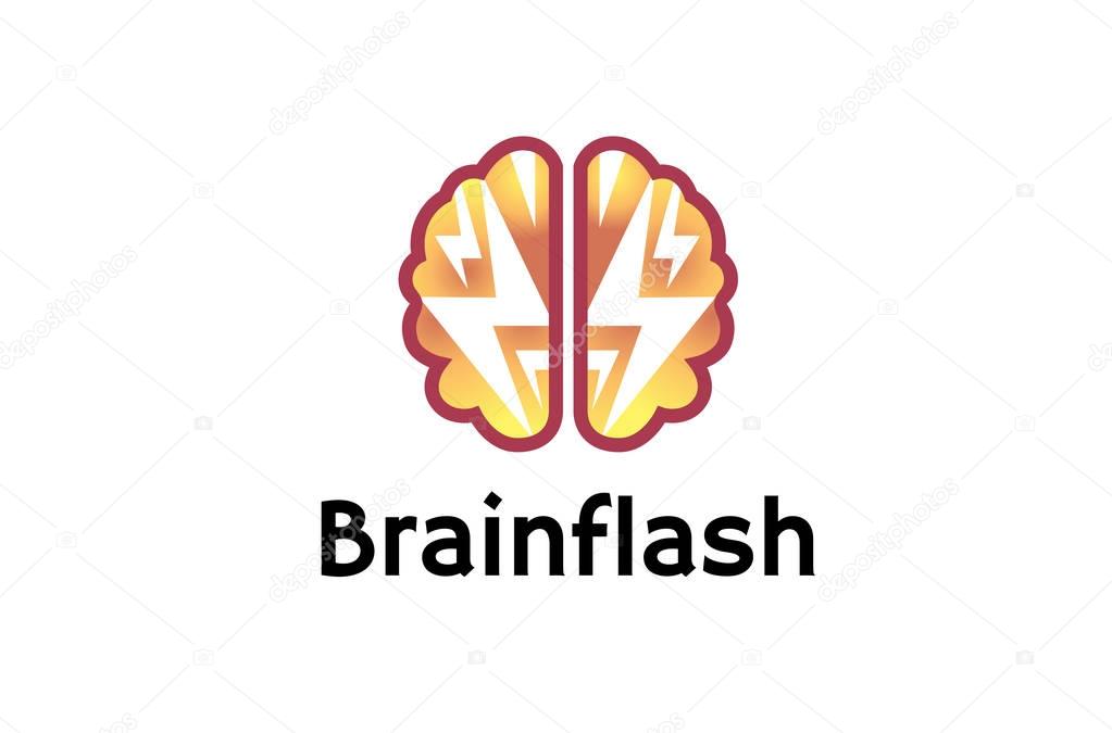 Brain Flash Logo Design Illustration