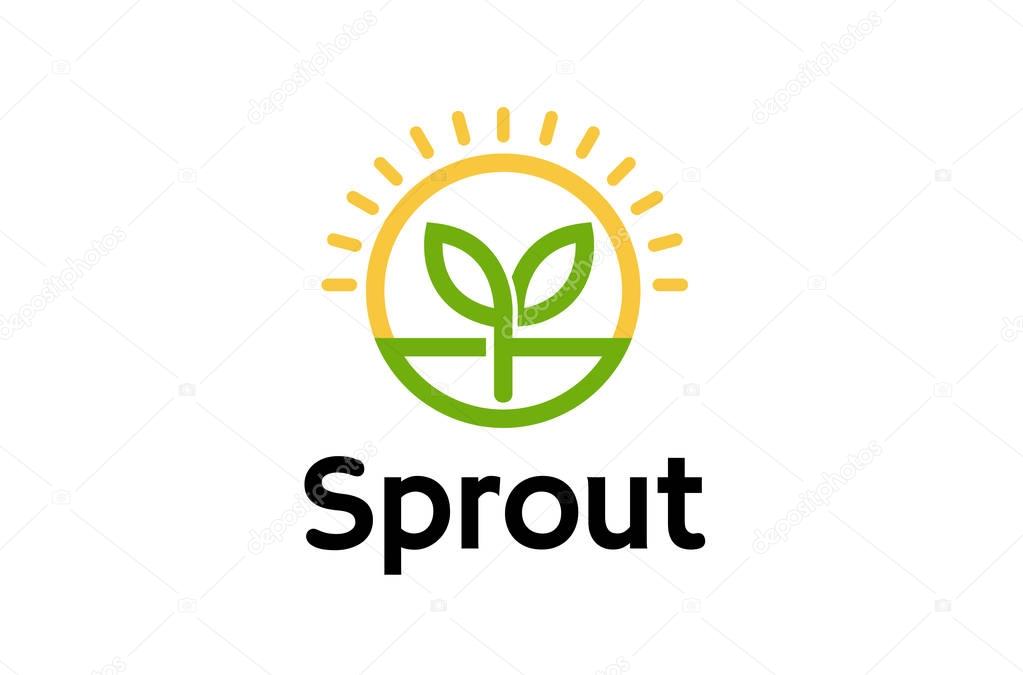 Sprout Leaf Sun Logo Symbol Design Illustration