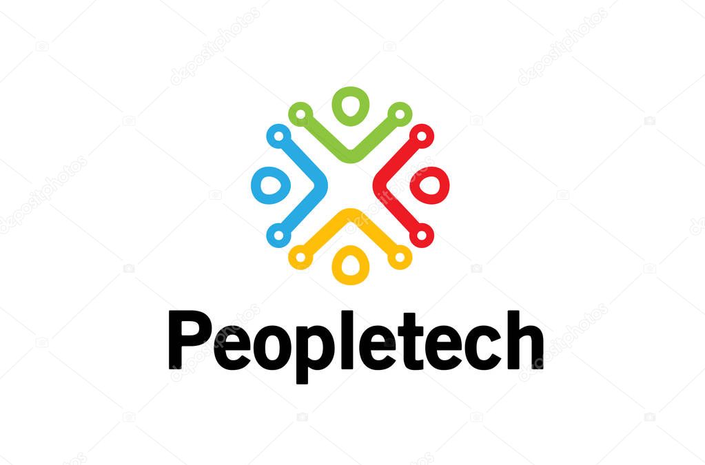 People Technology Logo Design Illustration