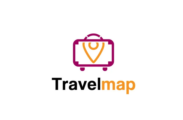 Bavul Seyahat Bulucu Sembol Yaratıcı Logo Tasarlamak — Stok Vektör