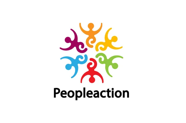 Színes People Group Csapat Logo Design Illusztráció — Stock Vector