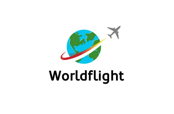 Kreis Erde Planet Flugzeug Kreativ Logo Design Illustration — Stockvektor