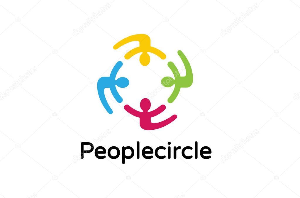 Colorful Abstract People Logo Design Illustration