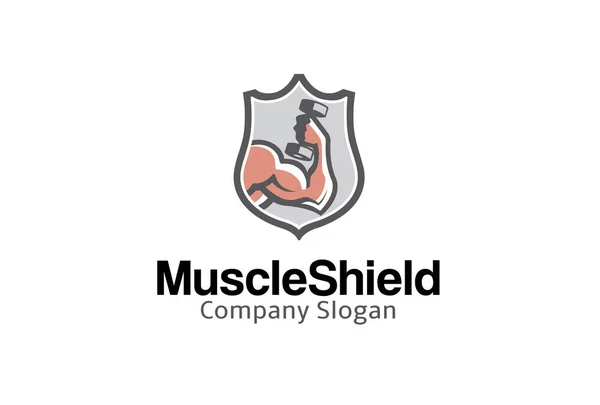 Ilustracja Projekt Symbol Logo Tarcza Mięśni — Wektor stockowy