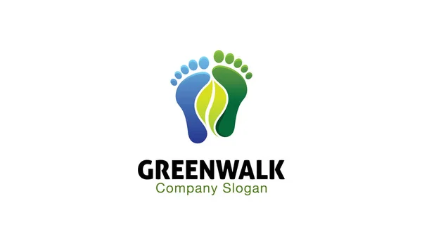 緑の歩行デザイン ロゴ設計図 — ストックベクタ