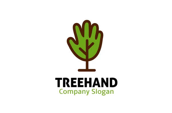 Tree Hand Logo Design Illustration — Stock Vector