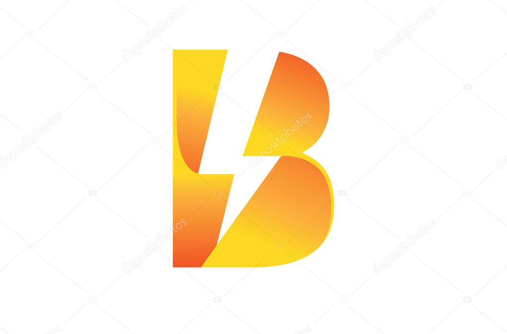Creative Bolt Lightning Flash Letter B Symbol Design Illustration