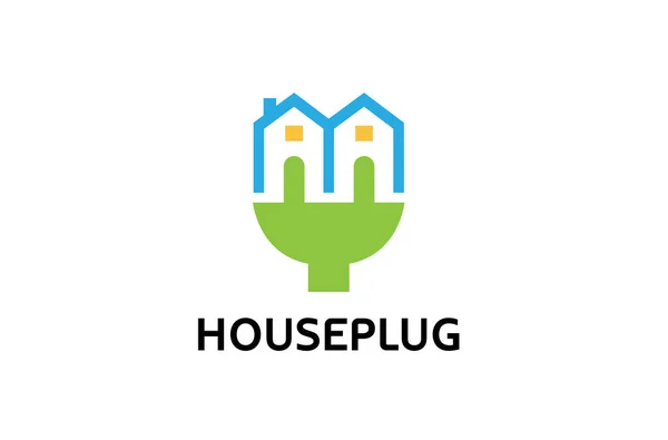 Casa Plug Logo Símbolo Diseño Ilustración — Vector de stock