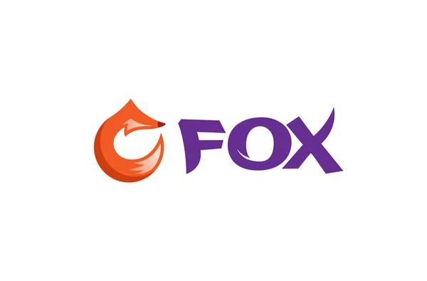 Fox Rojo Texto Cola Texto Tipografía Logotipo Diseño Ilustración — Archivo Imágenes Vectoriales