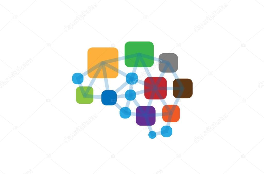Abstract Brain Shape Logo Design Illustration