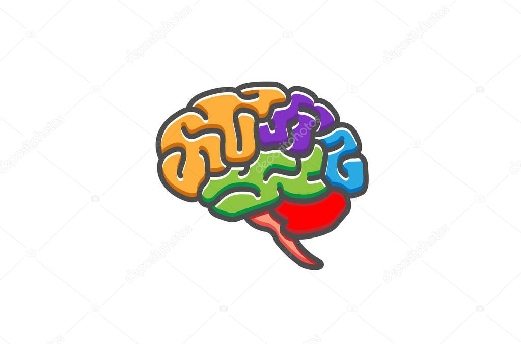 Creative Colorful Brain Logo Design Illustration