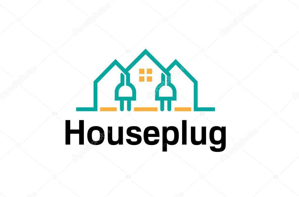 Creative House Electric Plug Power Logo Design Illustration
