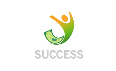 İnsan vücudunun para başarı Logo simge tasarlamak atlama