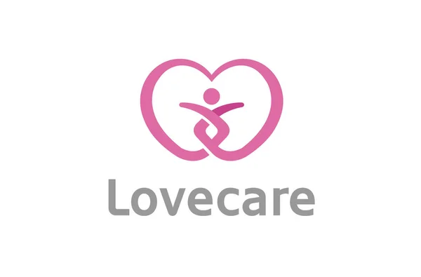 Heart Love Care Body Silhouette People Healthy Logo Design Symbol — Stock Vector