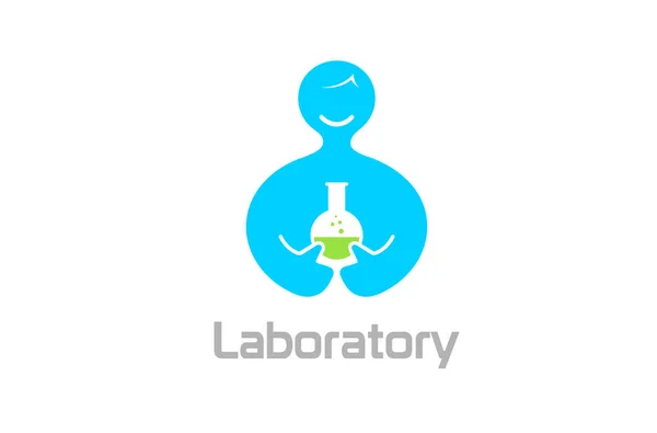 Creative Abstrab Body Holding Blue Science Beaker — стоковый вектор