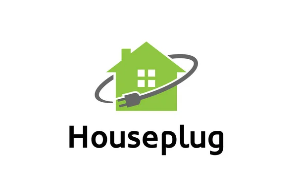 Casa Plug Cable Alimentación Símbolo Logotipo Diseño Ilustración — Vector de stock