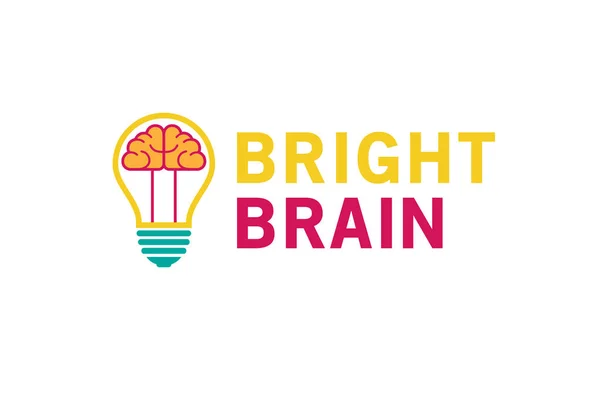 Illustration Symbole Conception Logo Intérieur Cerveau Ampoule Lampe Créative — Image vectorielle