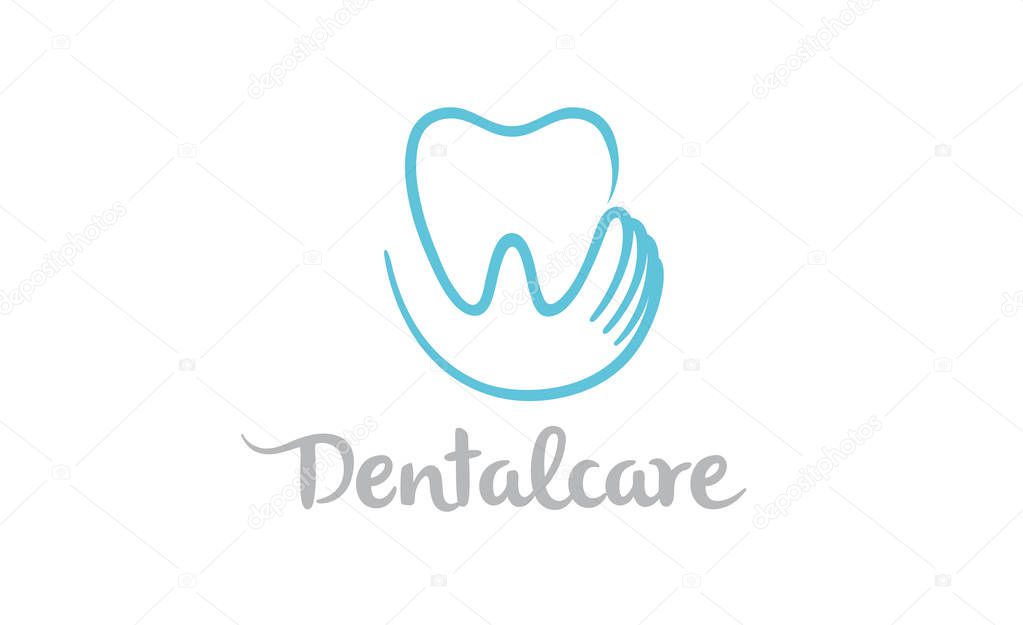 Creative Teeth Heart Inside Holding Logo Design Symbol Illustration