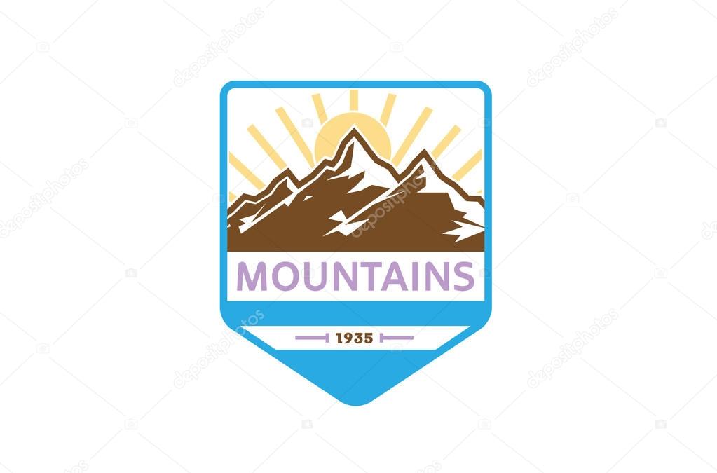 Creative Mountains Sunrise Logo Design Symbol Illustration
