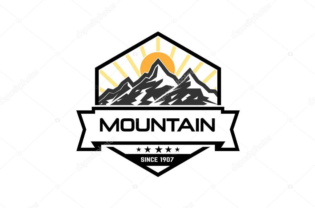 Creative Mountains Sunrise Logo Design Symbol Illustration