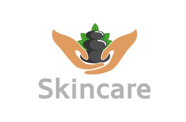 Yaratıcı el bakım taş Spa yaprakları Skins sağlık Logo tasarlamak sembolü