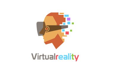 Yaratıcı renkli kask kafası dijital filmler Video İzle Logo renkli sembol tasarlamak