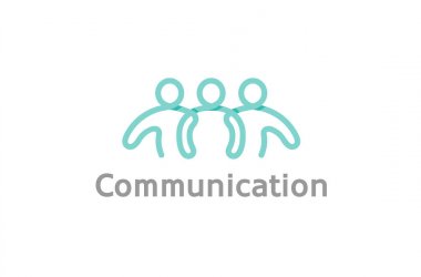 Yaratıcı üç kişi toplantı Logo tasarlamak topluluk sembol siluet