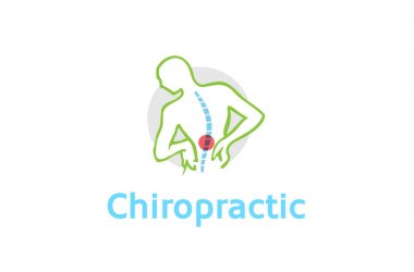 Kayropraktik vücut ağrı Exercice vektör omurga tanılama tasarım Logo illüstrasyon simge