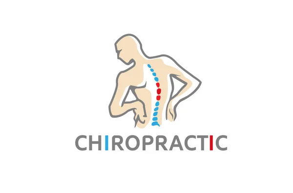 Chiropractie Lichaam Pijn Exercice Vector Wervelkolom Diagnostiek Symbool Ontwerp Logo — Stockvector