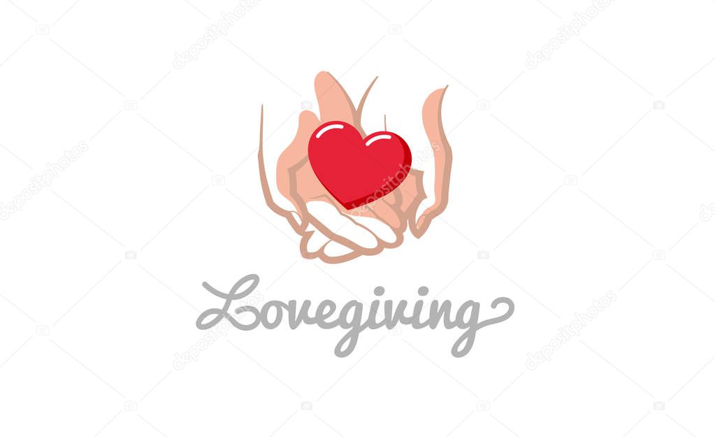 Love Giving Heart Love Hands Holding Logo Design Symbol Illustration