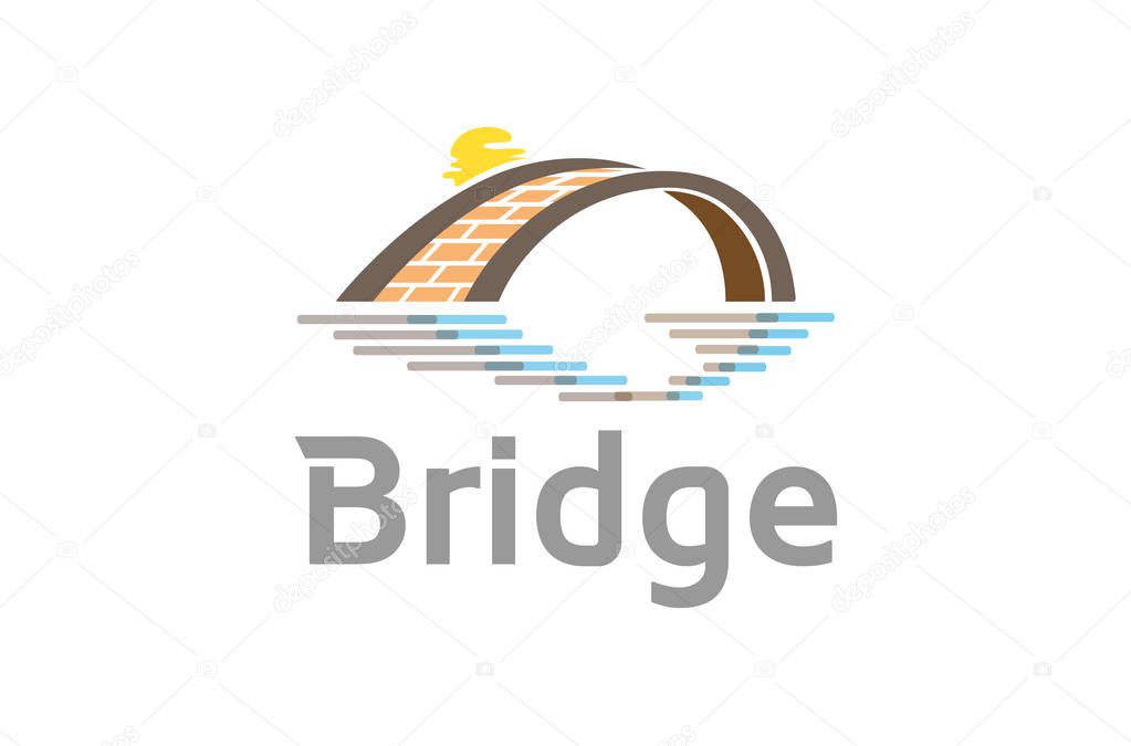 Bridge River Sunshine Logo Design Symbol Illustration