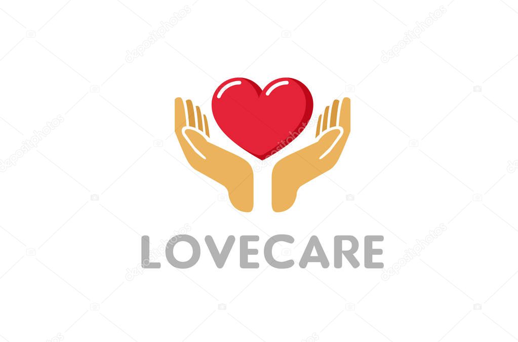 Love Giving Heart Love Hands Holding Logo Design Symbol Illustration