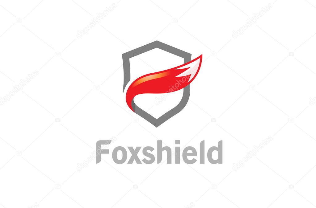 Creative Abstract Fox Taild Shield Protection Security Logo Design Symbol Illustration