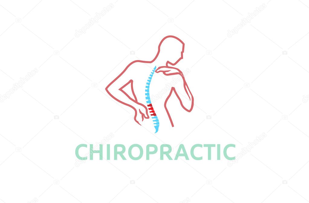 Chiropractic Body Pain Exercice Vector spine diagnostics symbol design Logo Illustration