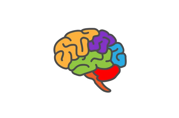 Illustration Créative Colorée Conception Logo Cerveau — Image vectorielle