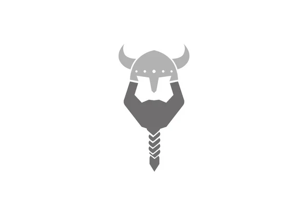 Creative Vikings Helmet Beard Head Logo — Stock Vector