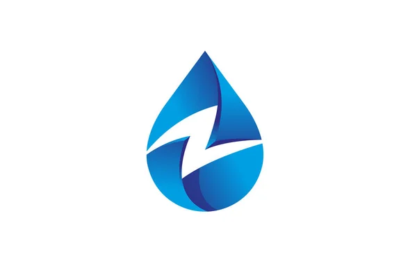 Kreatives Blue Drop Thunder Logo — Stockvektor