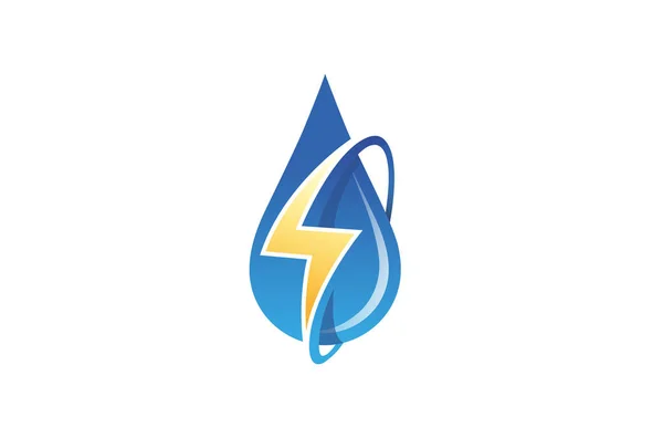 Kreatives Blue Drop Thunder Logo — Stockvektor