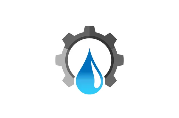 Kreative Abstrakte Gear Blue Drop Logo — Stockvektor
