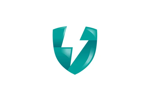 Logotipo Trovão Escudo Azul Criativo —  Vetores de Stock