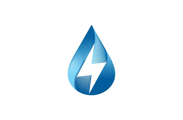 Kreatives Blue Drop Thunder Logo — Stockvektor