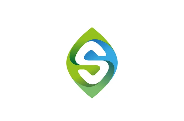 Kreative Blue Abstract Leaf Letter Logo — Stockvektor