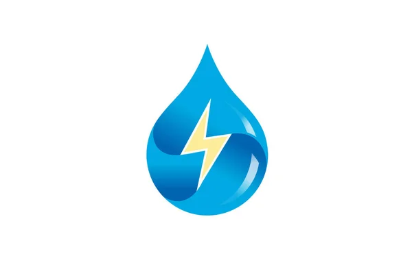 Kreatives Blue Drop Thunder Logo — Stockvektor