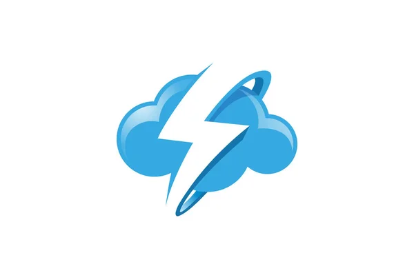Símbolo Vectorial Diseño Logotipo Tornillo Trueno Nube Azul Creativo — Vector de stock