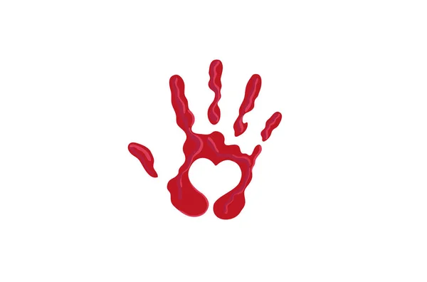 Creatief Abstracte Hand Print Hart Logo — Stockvector