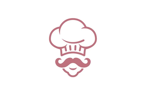 Creative Chef Head Moustache Logo — Stock Vector