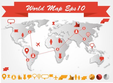 Dünya harita Infographic illüstrasyon - web simgesi toplama
