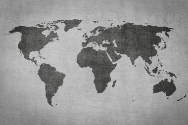 gri arka plan üzerinde dokulu vintage Dünya Haritası