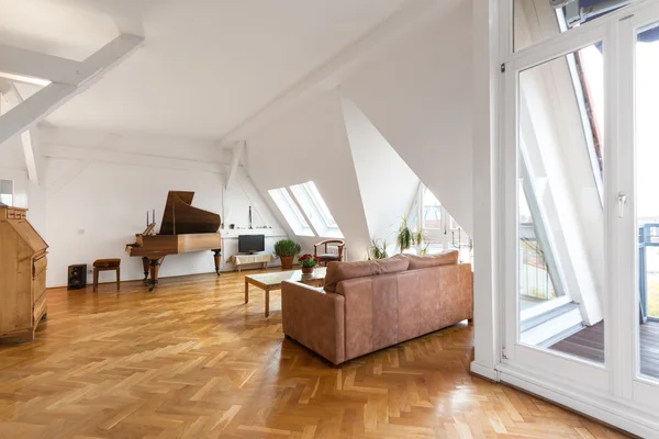 Soggiorno Con Pavimento Parquet Bellissimo Appartamento Casa — Foto Stock